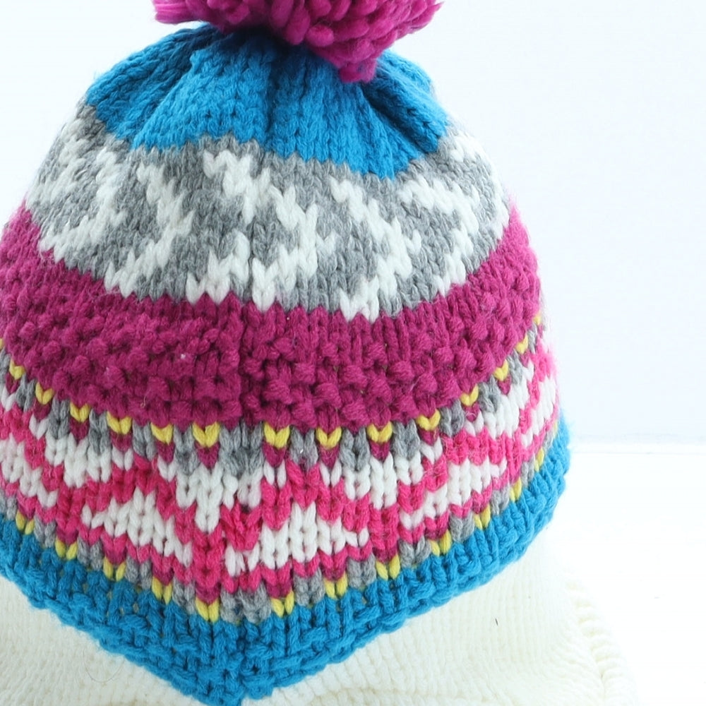 Mountain Warehouse Girls Multicoloured Fair Isle Acrylic Bonnet One Size