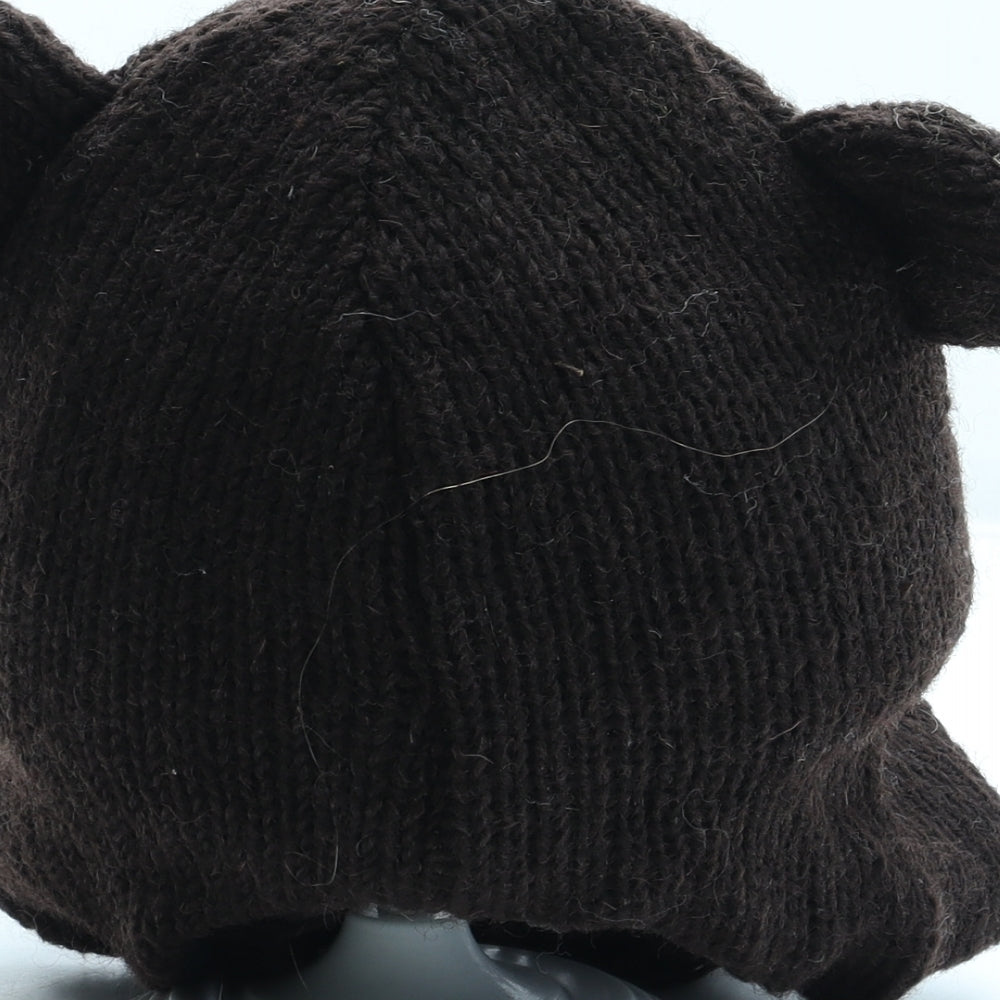 Pachamamita Boys Brown Wool Beanie One Size - Monkey Ears