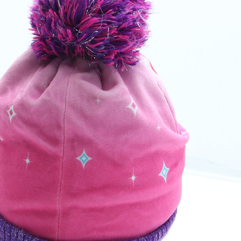 George Womens Purple Geometric Acrylic Bobble Hat One Size - Shimmer Shine Genies