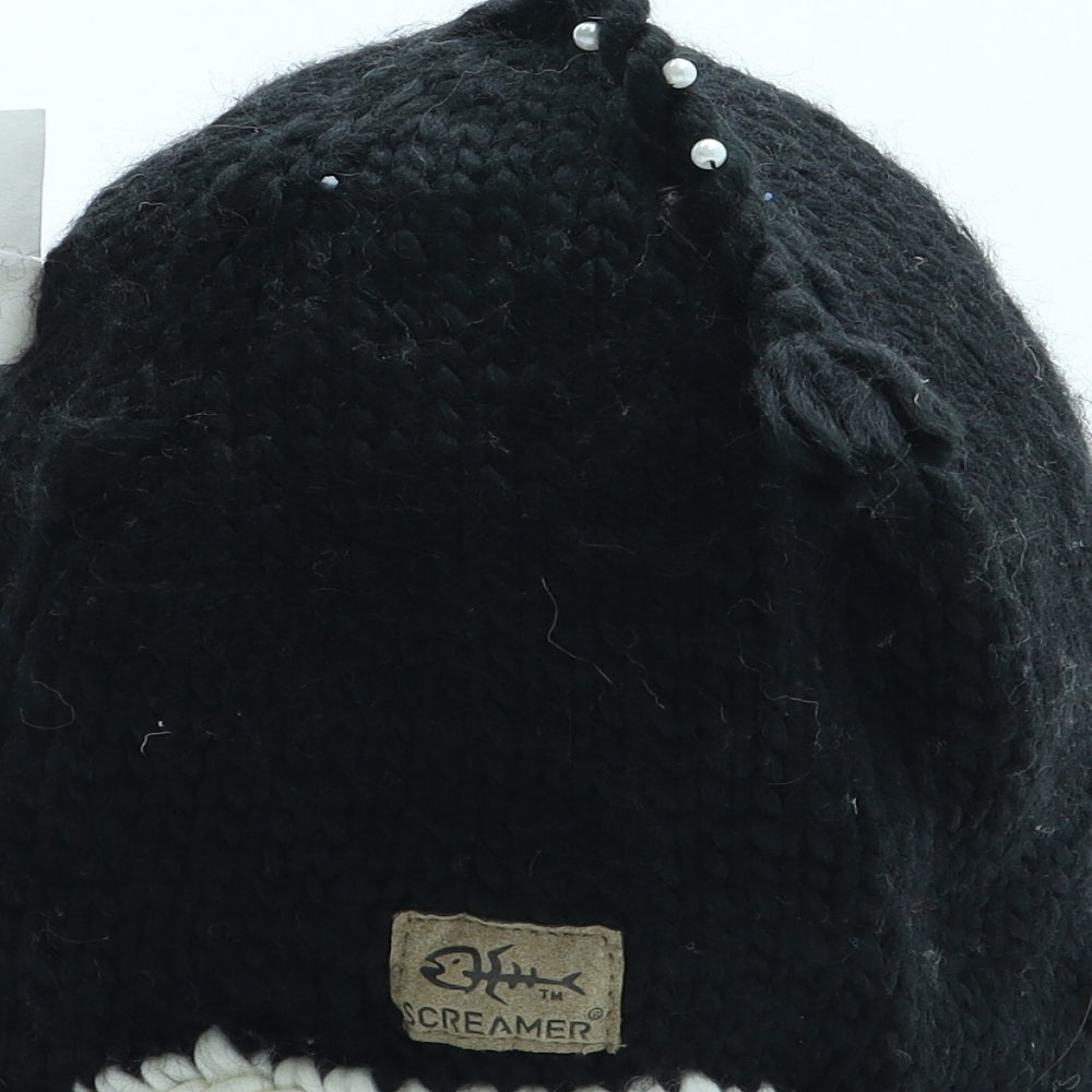 Screamer Womens Black Acrylic Beanie One Size
