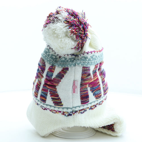 Robin Ruth Womens Multicoloured Geometric Acrylic Bobble Hat One Size - New York