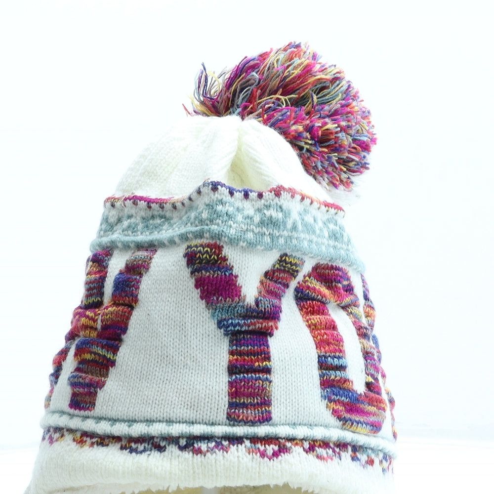 Robin Ruth Womens Multicoloured Geometric Acrylic Bobble Hat One Size - New York