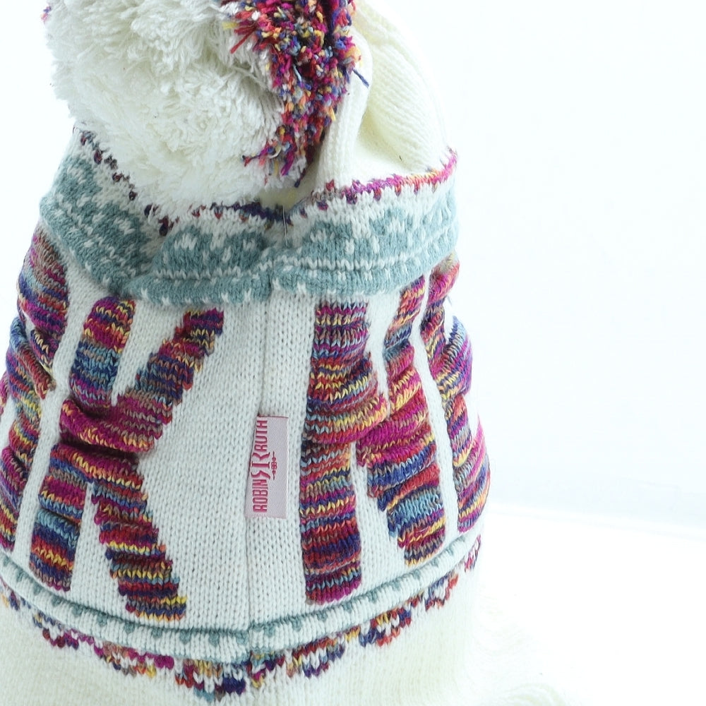 Robin Ruth Womens Multicoloured Geometric Acrylic Bobble Hat One Size - New York
