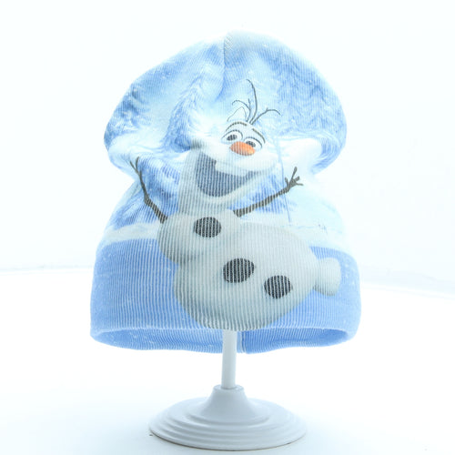 Disney Girls Blue Geometric Acrylic Beanie One Size - Frozen Olaf