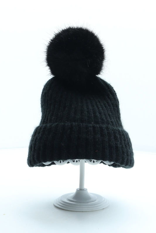 Zara Womens Black Acrylic Bobble Hat One Size