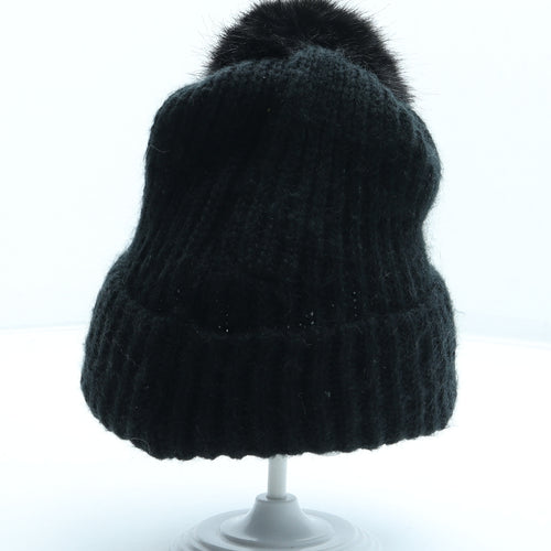 Zara Womens Black Acrylic Bobble Hat One Size