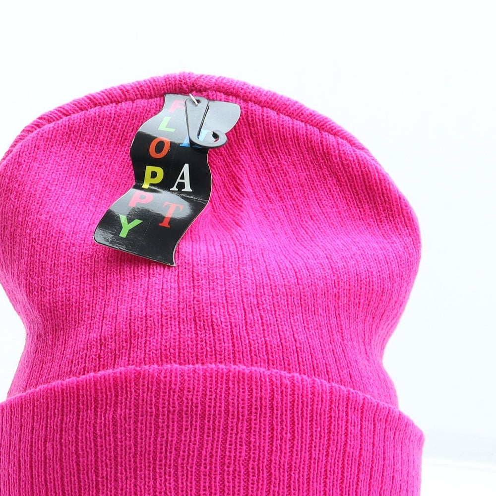 Floppy Hat Womens Pink Acrylic Beanie One Size