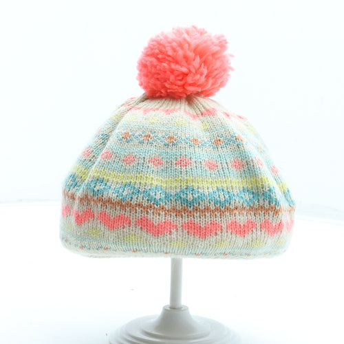 NEXT Girls Multicoloured Geometric Acrylic Bobble Hat One Size - Size 1-2 Years