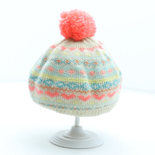NEXT Girls Multicoloured Geometric Acrylic Bobble Hat One Size - Size 1-2 Years