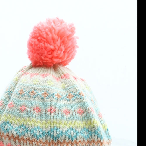 NEXT Girls Multicoloured Geometric Acrylic Bobble Hat One Size - Size 1-2 Years