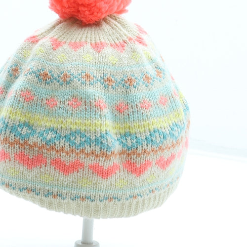 NEXT Girls Multicoloured Geometric Acrylic Bobble Hat One Size - Size 1-2 Years