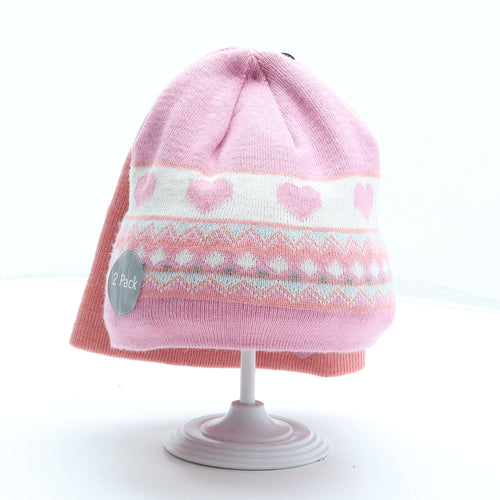 George Girls Multicoloured Fair Isle Acrylic Beanie One Size - 2 Pack Size 8-12 years