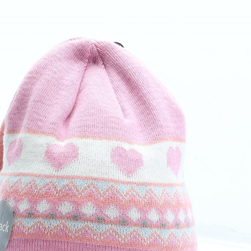 George Girls Multicoloured Fair Isle Acrylic Beanie One Size - 2 Pack Size 8-12 years
