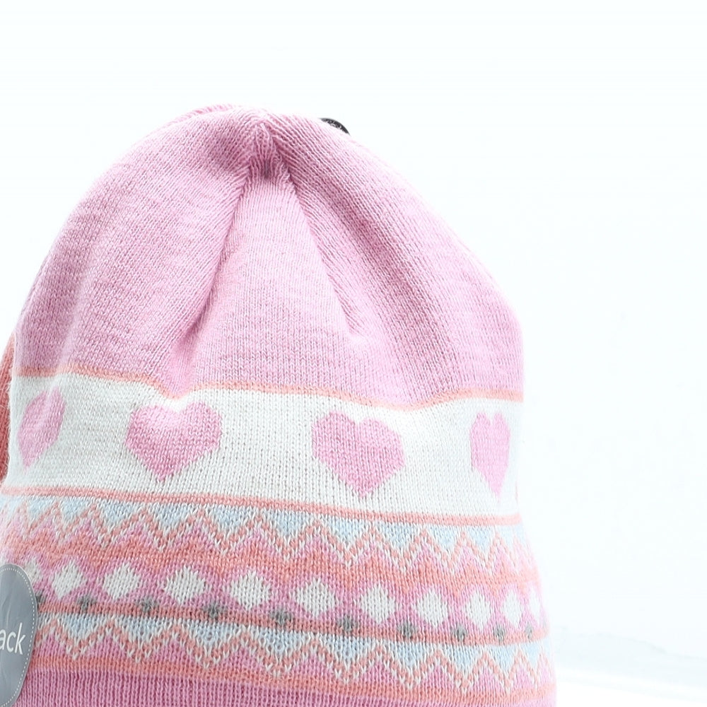 George Girls Multicoloured Fair Isle Acrylic Beanie One Size - 2 Pack Size 8-12 years