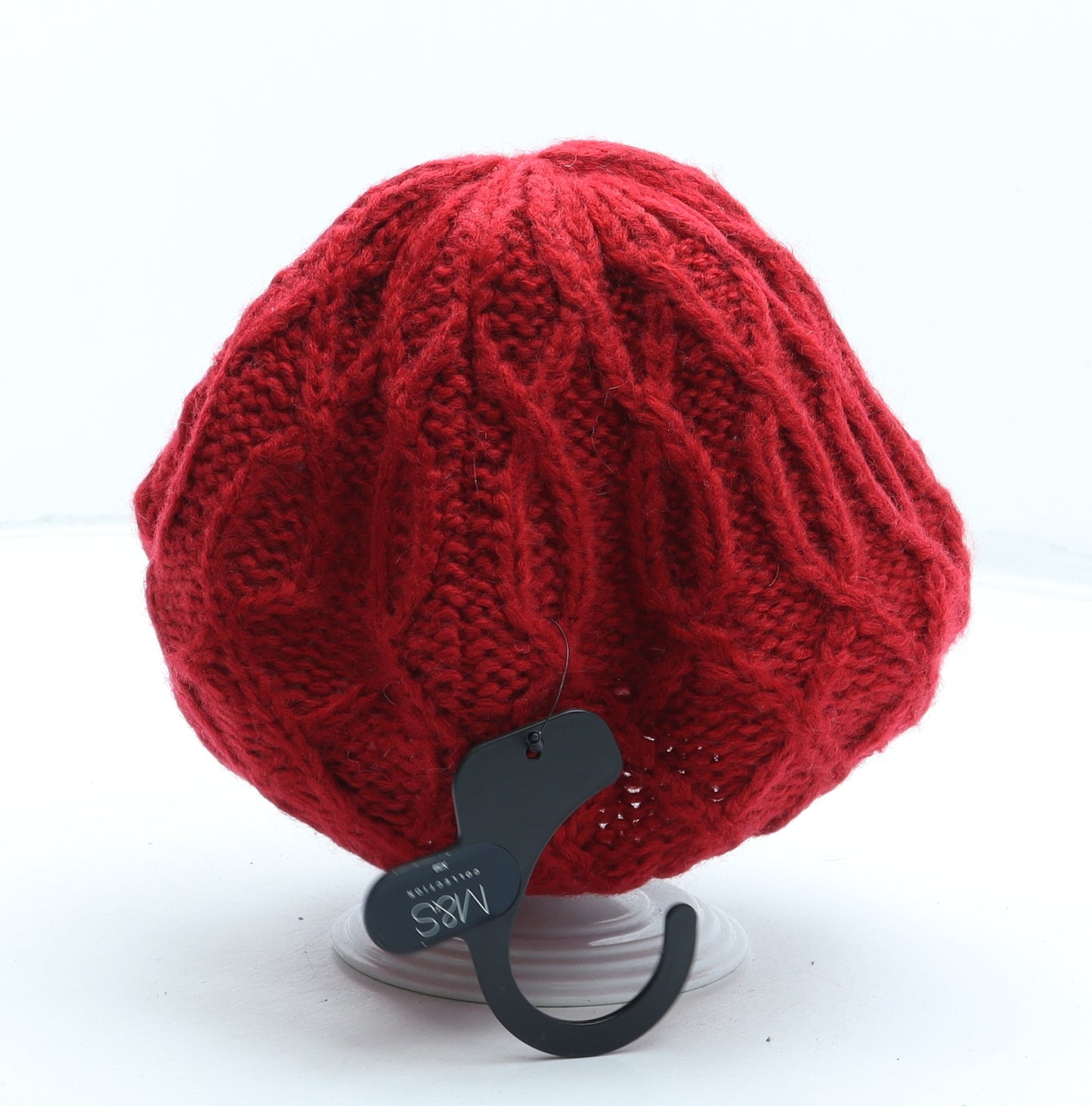 Marks and Spencer Womens Red Acrylic Beanie One Size