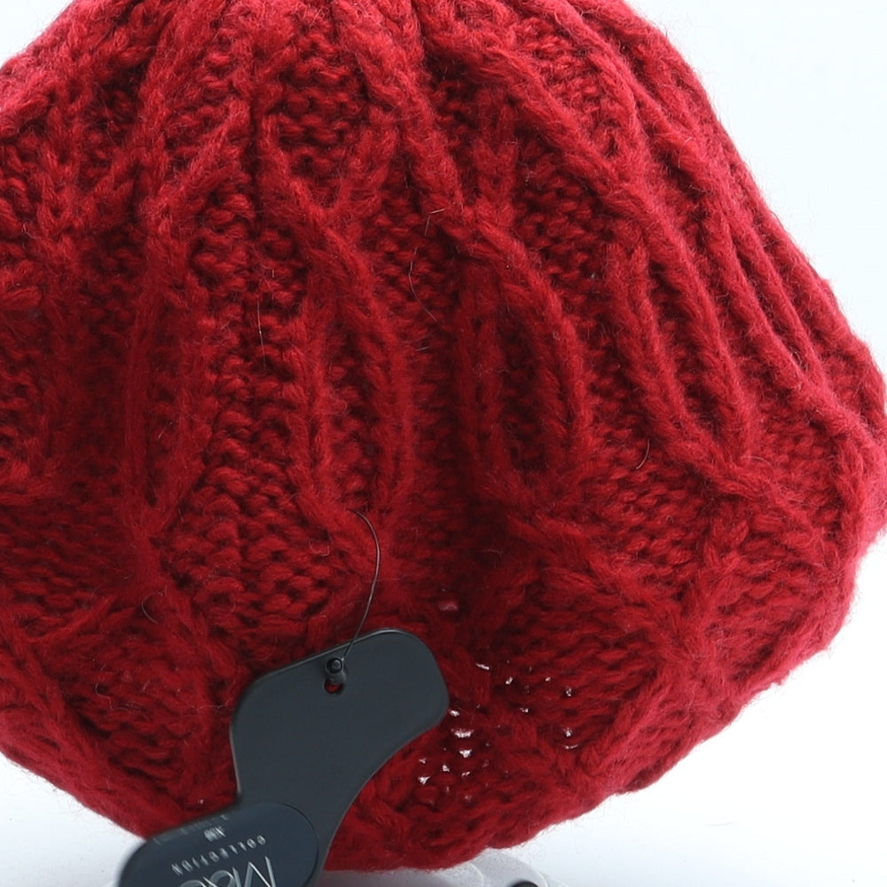Marks and Spencer Womens Red Acrylic Beanie One Size
