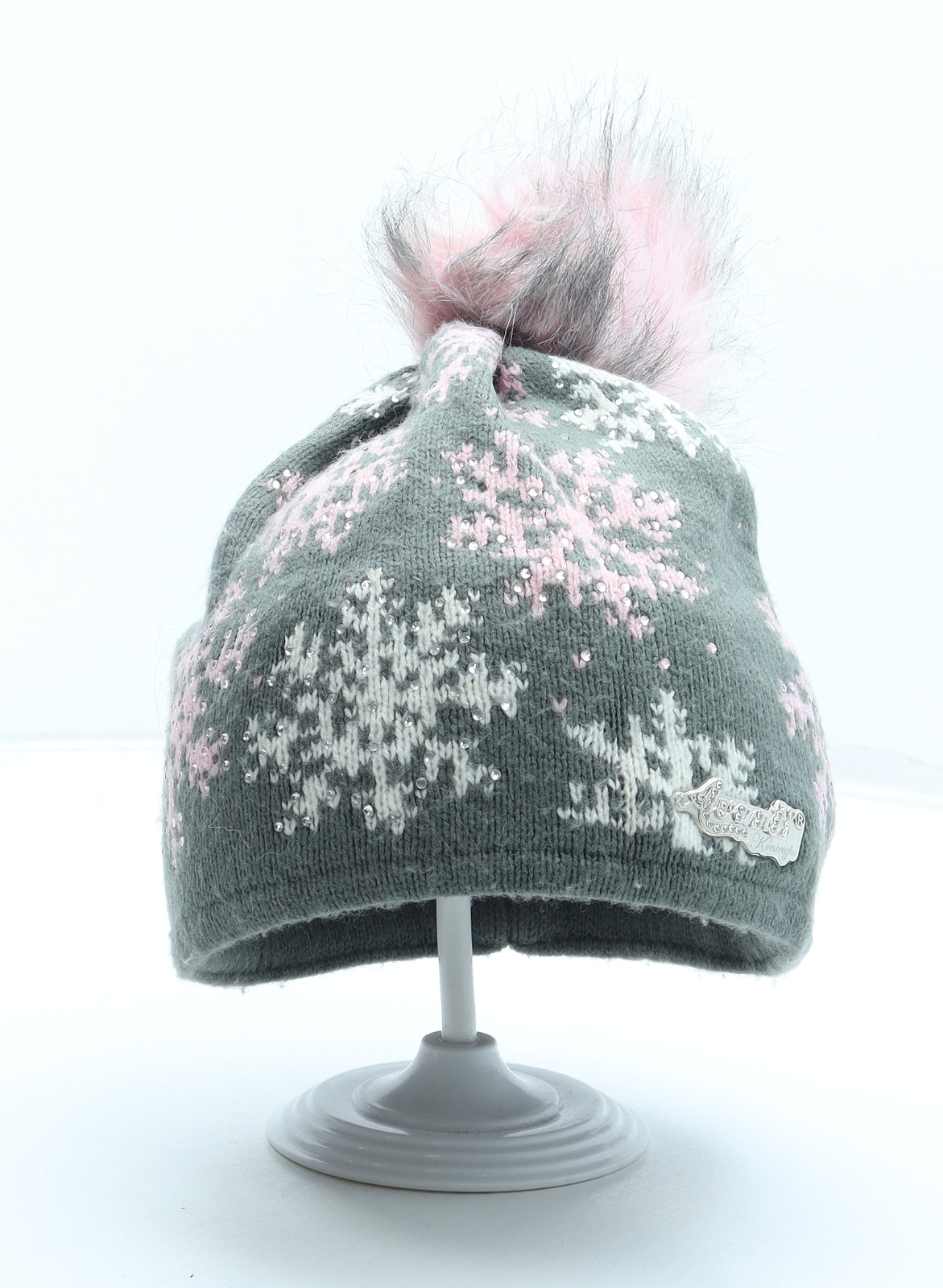 Avanti Womens Multicoloured Geometric Acrylic Bobble Hat One Size - Snowflake