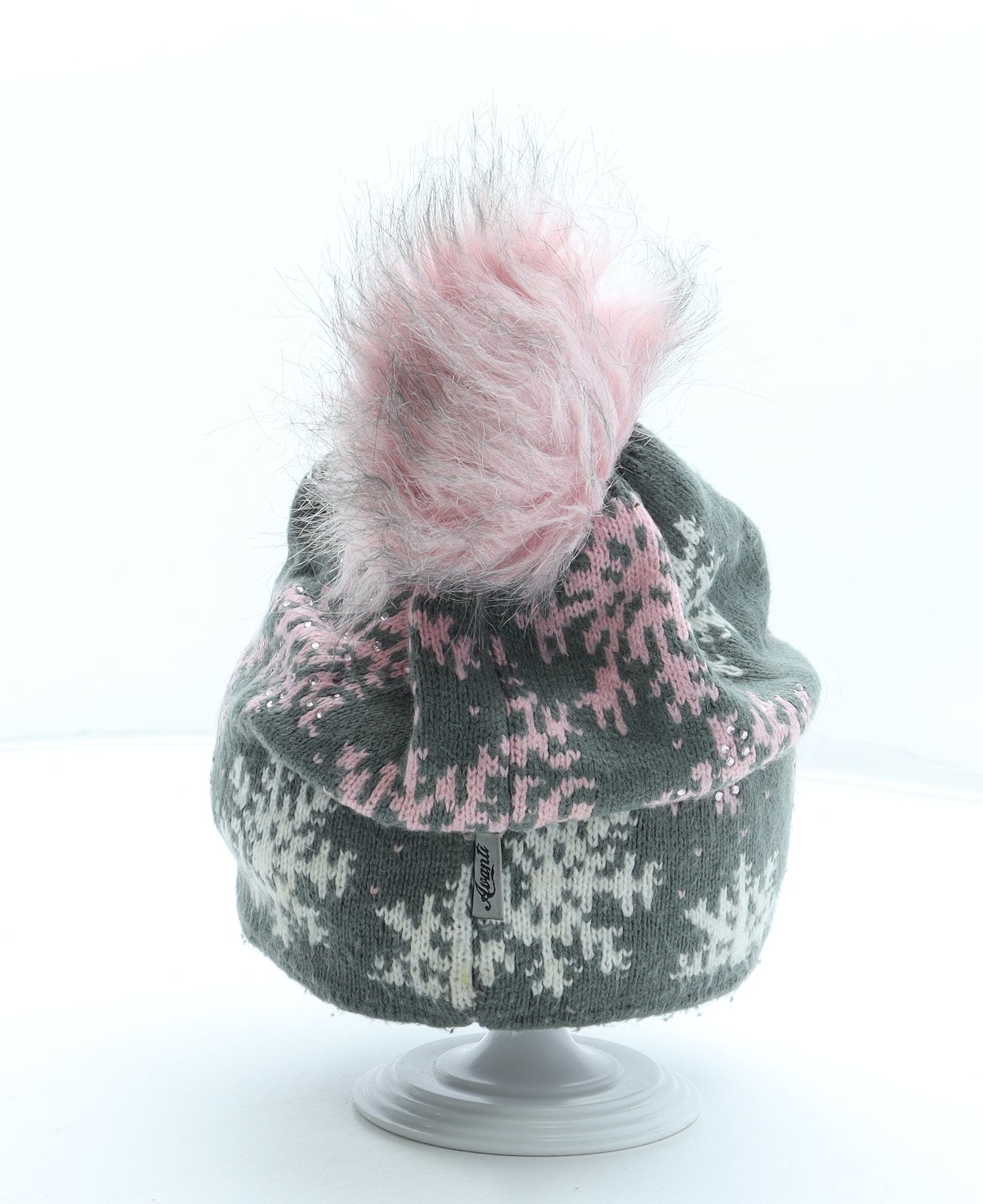 Avanti Womens Multicoloured Geometric Acrylic Bobble Hat One Size - Snowflake