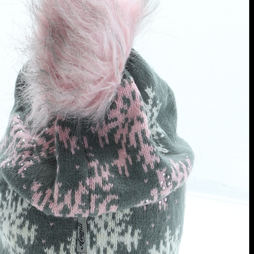 Avanti Womens Multicoloured Geometric Acrylic Bobble Hat One Size - Snowflake