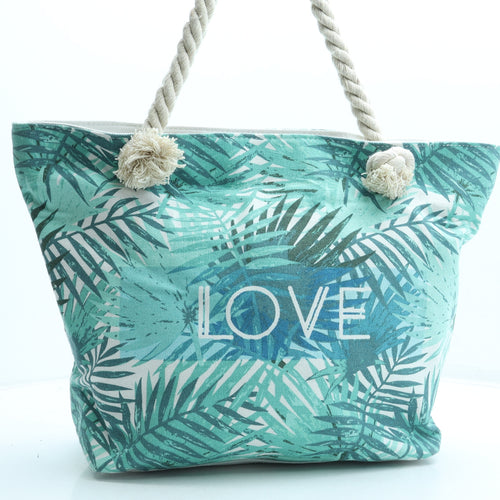 Ale-Hop Womens Blue Floral Cotton Tote Size Large - LOVE Rope Handles