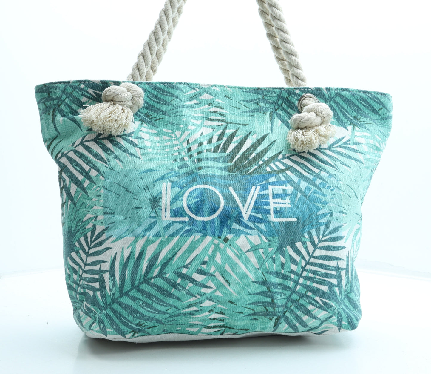 Ale-Hop Womens Blue Floral Cotton Tote Size Large - LOVE Rope Handles