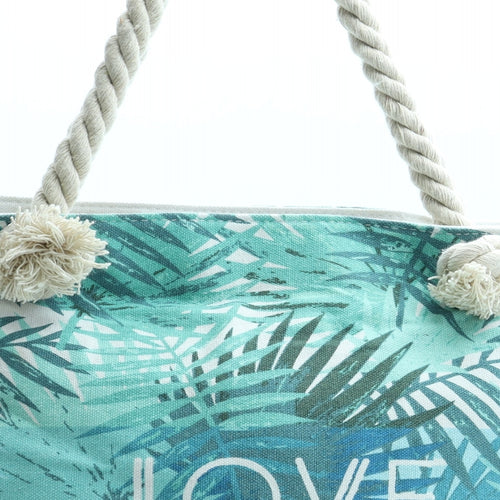 Ale-Hop Womens Blue Floral Cotton Tote Size Large - LOVE Rope Handles