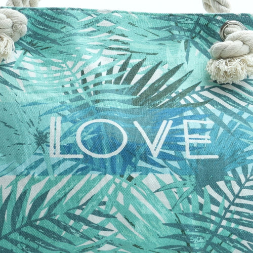 Ale-Hop Womens Blue Floral Cotton Tote Size Large - LOVE Rope Handles