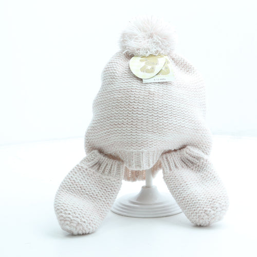 Baby Girls Pink Acrylic Bobble Hat One Size - Gloves Included Size 6-12 months