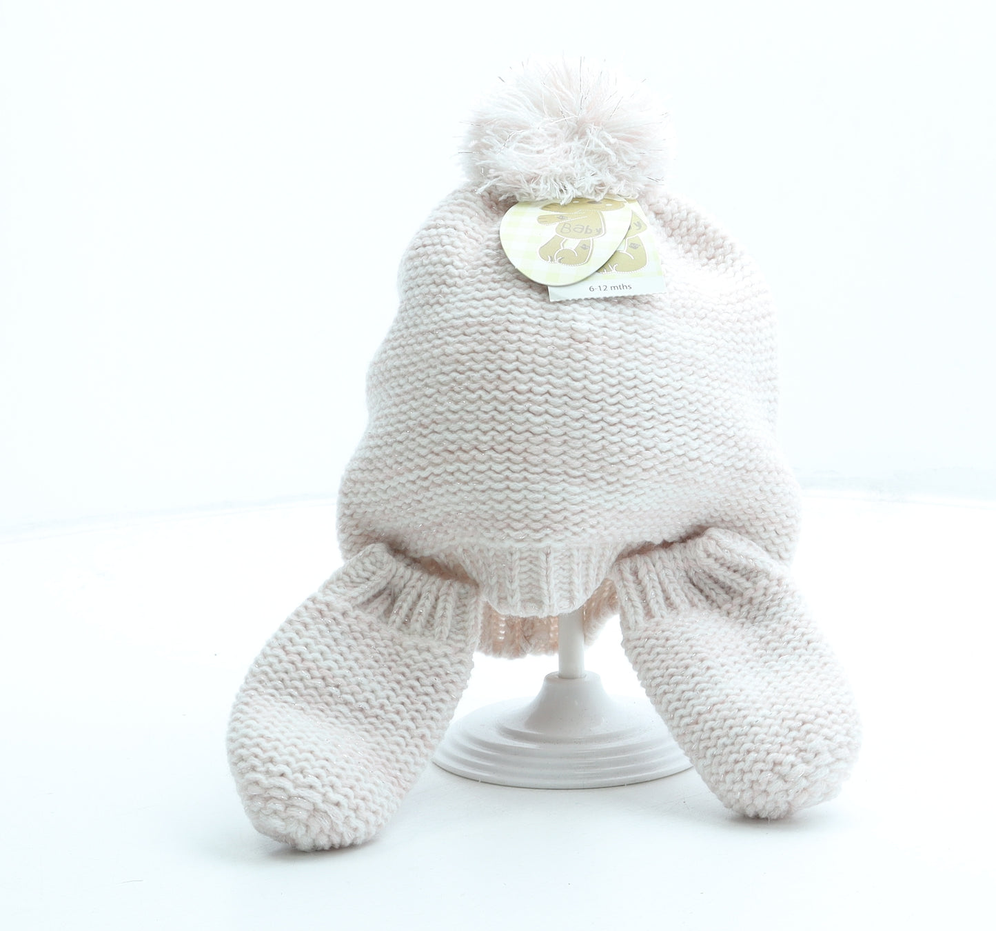 Baby Girls Pink Acrylic Bobble Hat One Size - Gloves Included Size 6-12 months