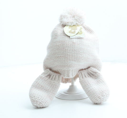 Baby Girls Pink Acrylic Bobble Hat One Size - Gloves Included Size 6-12 months