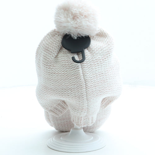 Baby Girls Pink Acrylic Bobble Hat One Size - Gloves Included Size 6-12 months