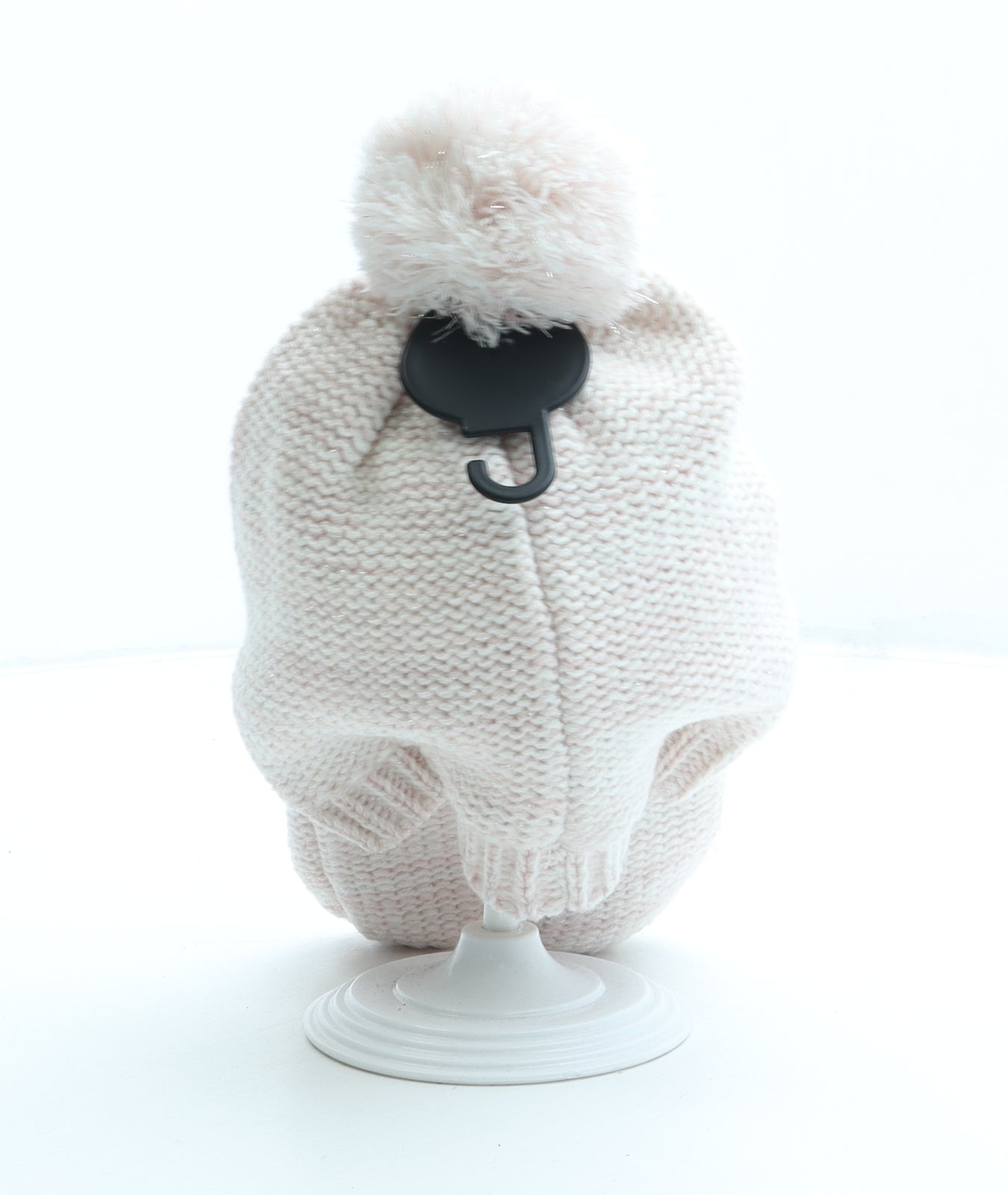 Baby Girls Pink Acrylic Bobble Hat One Size - Gloves Included Size 6-12 months