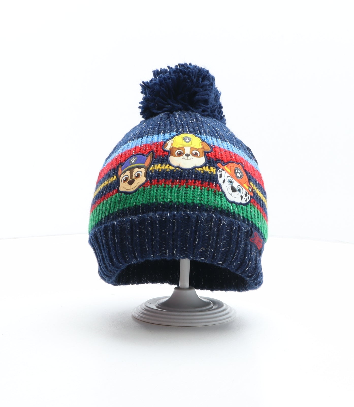 Matalan Boys Multicoloured Striped Acrylic Bobble Hat One Size - Paw Patrol, Nickelodeon Size 3-6 Years