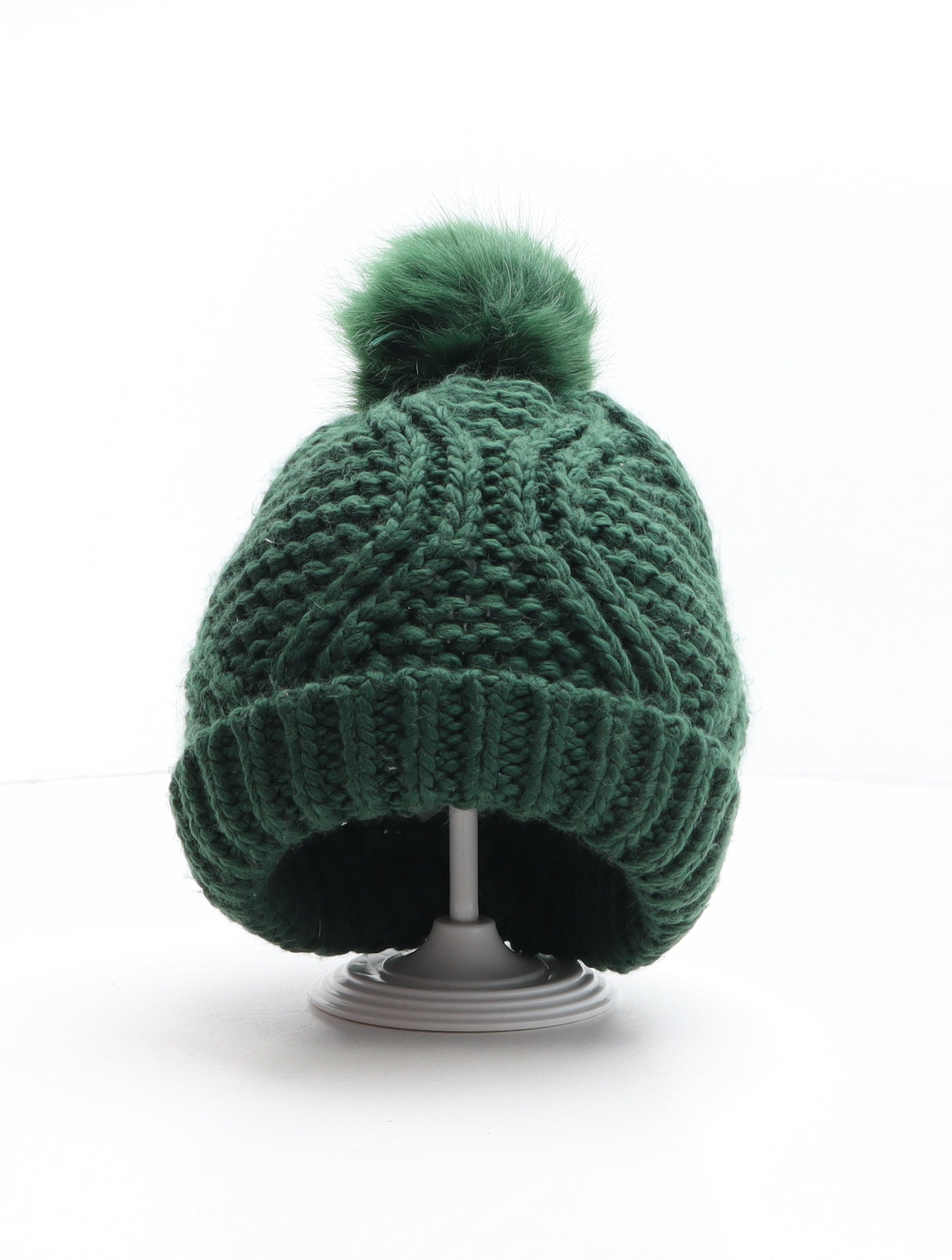 Topshop Womens Green Acrylic Bobble Hat One Size