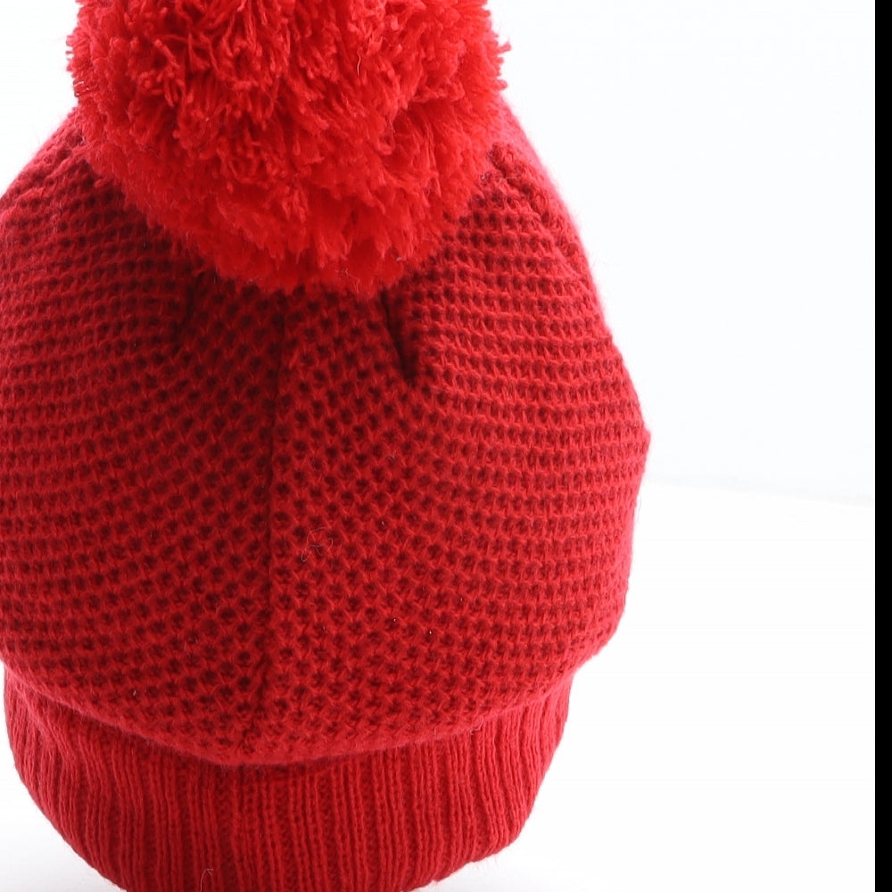 Nutmeg Boys Red Acrylic Bobble Hat One Size - Nickelodeon, Paw Patrol, Marshall Size 3-6 Years