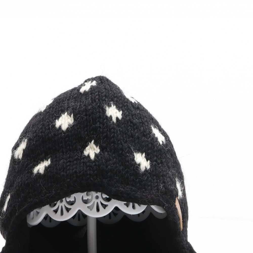 Joe Browns Womens Black Spotted 100% Wool Beanie One Size