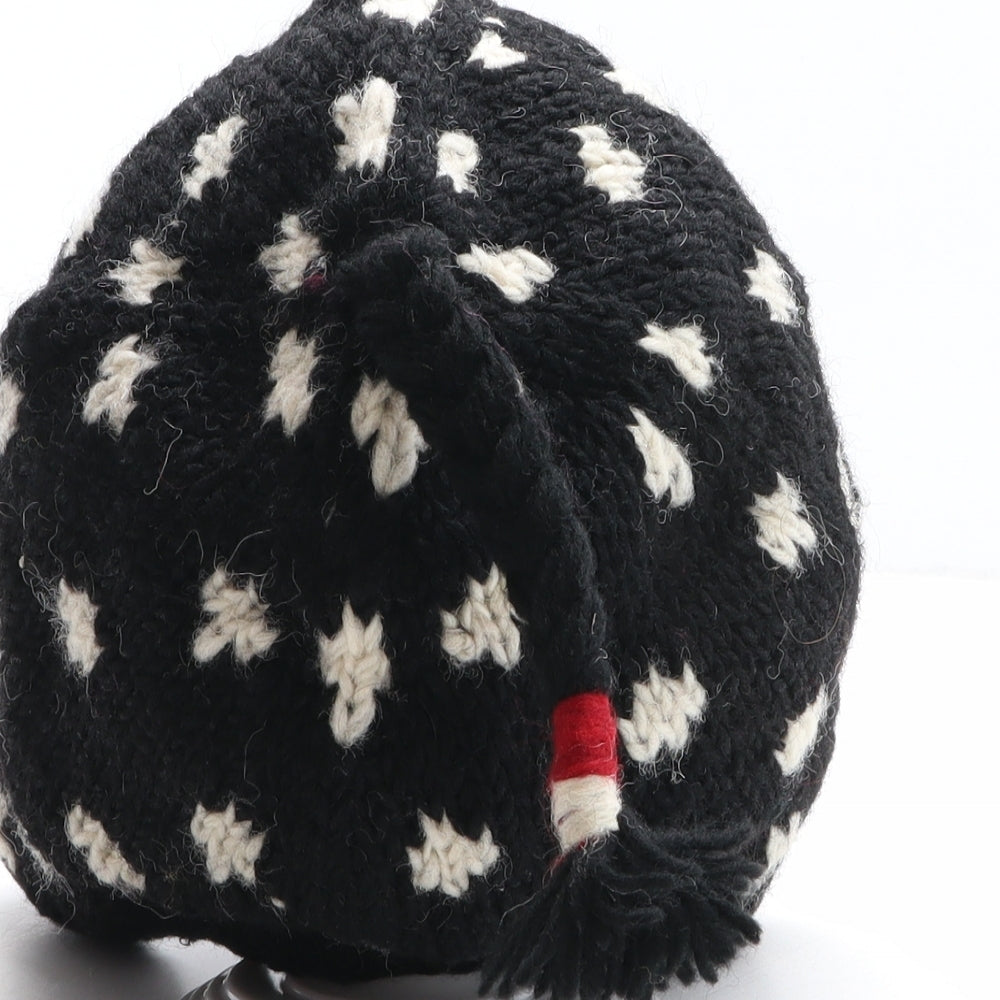 Joe Browns Womens Black Spotted 100% Wool Beanie One Size