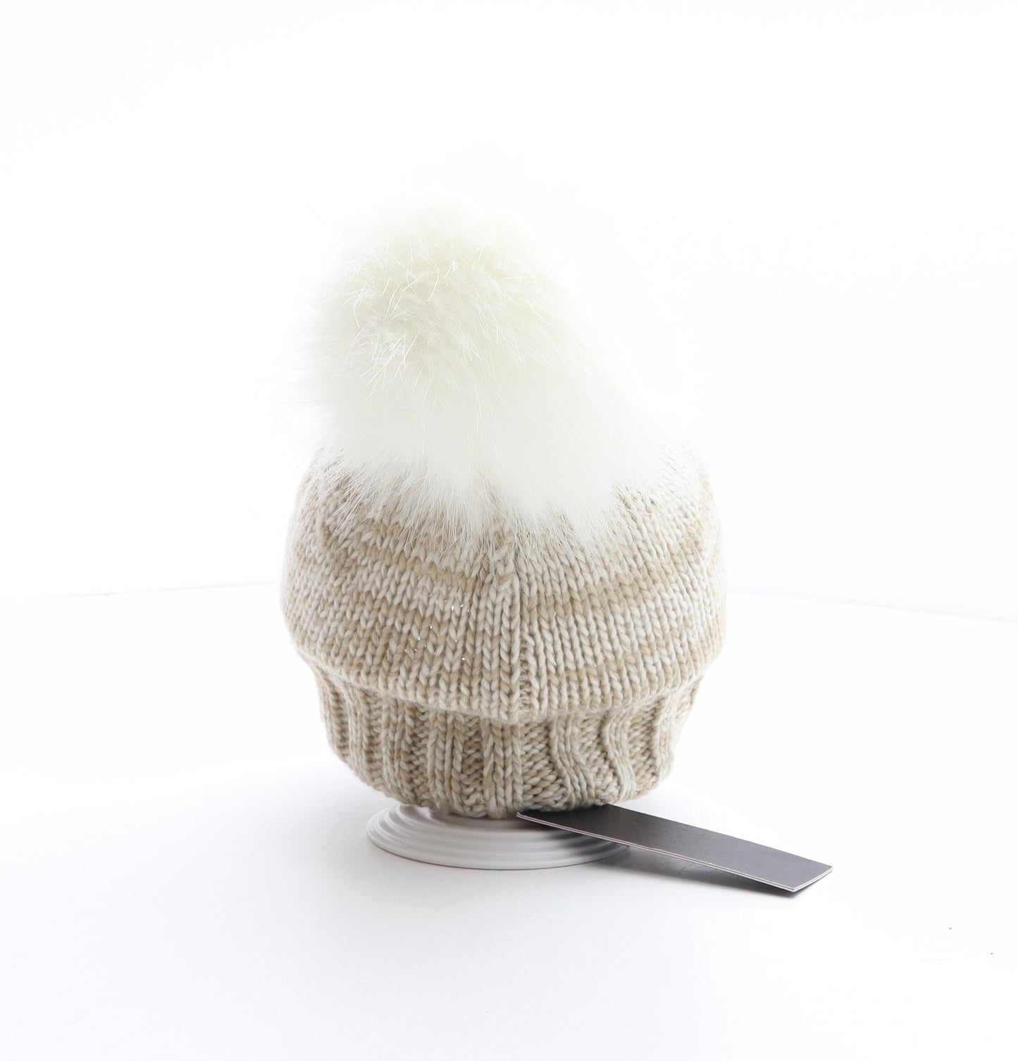 Alice Hannah Womens Beige Acrylic Bobble Hat One Size