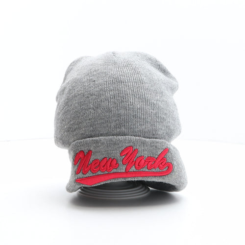 Preworn Womens Grey Acrylic Beanie One Size - New York