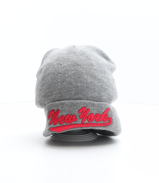 Preworn Womens Grey Acrylic Beanie One Size - New York