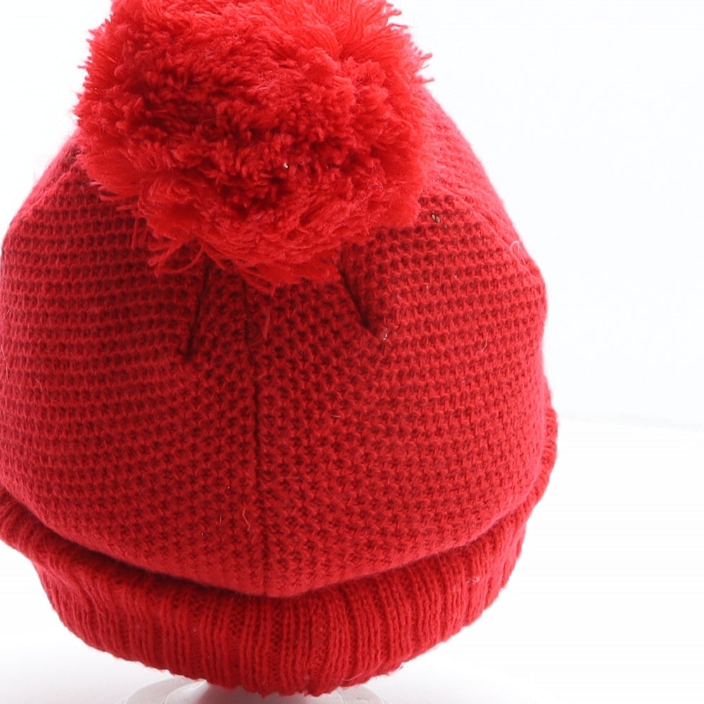 Nutmeg Boys Red Acrylic Bobble Hat One Size - Nickelodeon, Paw Patrol, Marshall Size 3-6 Years