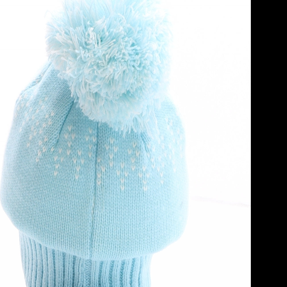 Avenue Womens Blue Fair Isle Acrylic Bobble Hat One Size - Christmas, Ho Ho