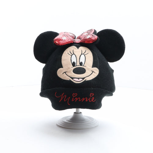 H&M Girls Black Acrylic Beanie One Size - Disney, Minnie Mouse Size 4-8 Years