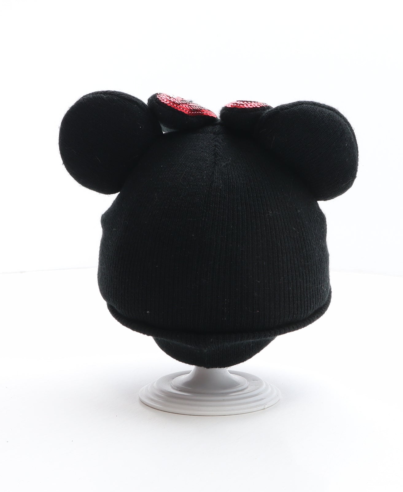 H&M Girls Black Acrylic Beanie One Size - Disney, Minnie Mouse Size 4-8 Years