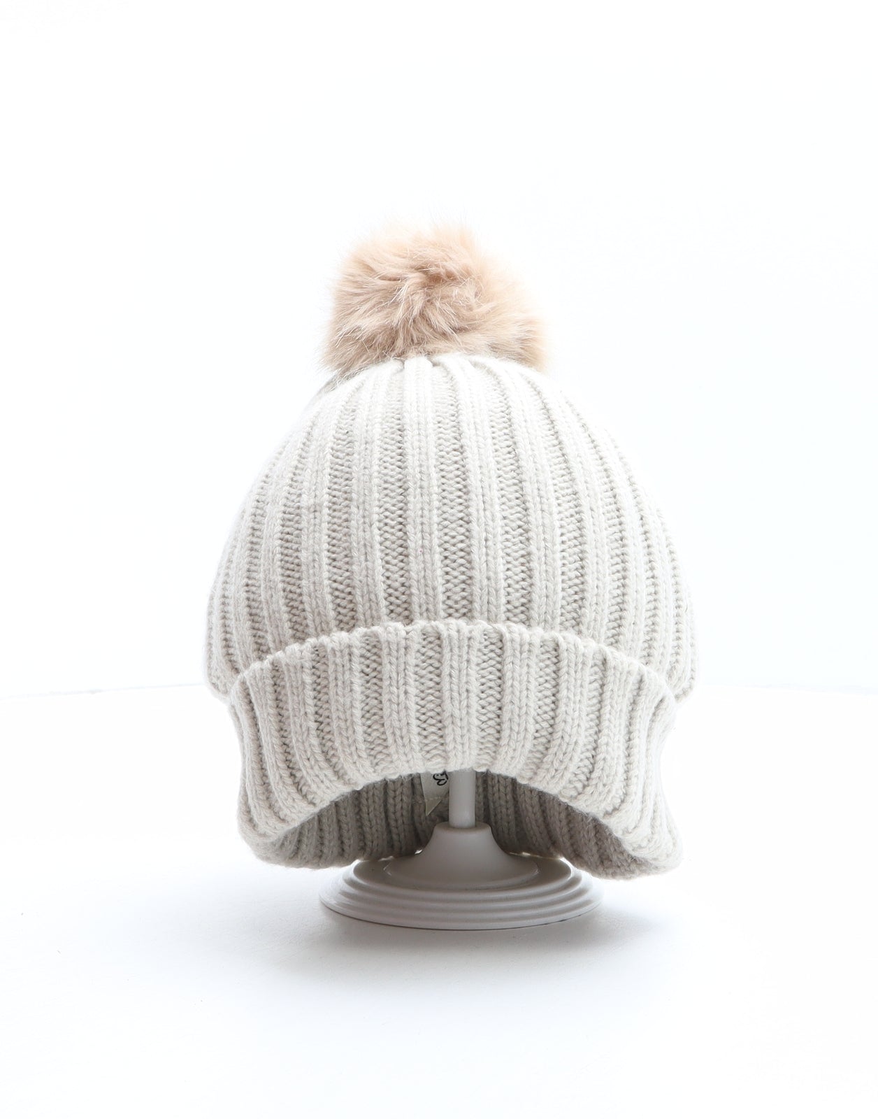 Miss Selfridge Womens Ivory Acrylic Bobble Hat One Size