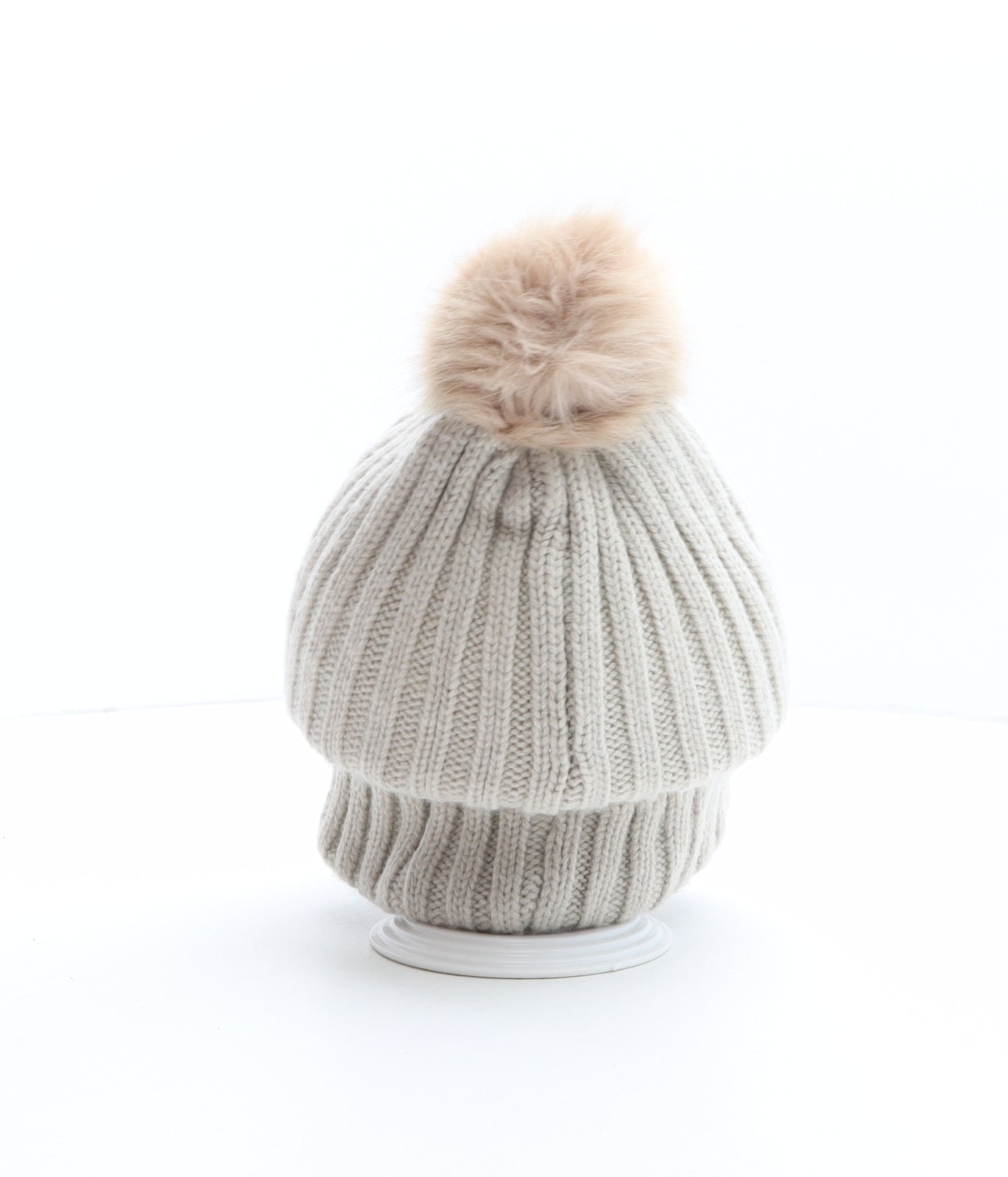 Miss Selfridge Womens Ivory Acrylic Bobble Hat One Size