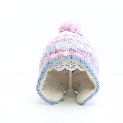 Primark Girls Multicoloured Fair Isle Acrylic Bobble Hat One Size - Frozen, Elsa, Disney Size 2-6 years