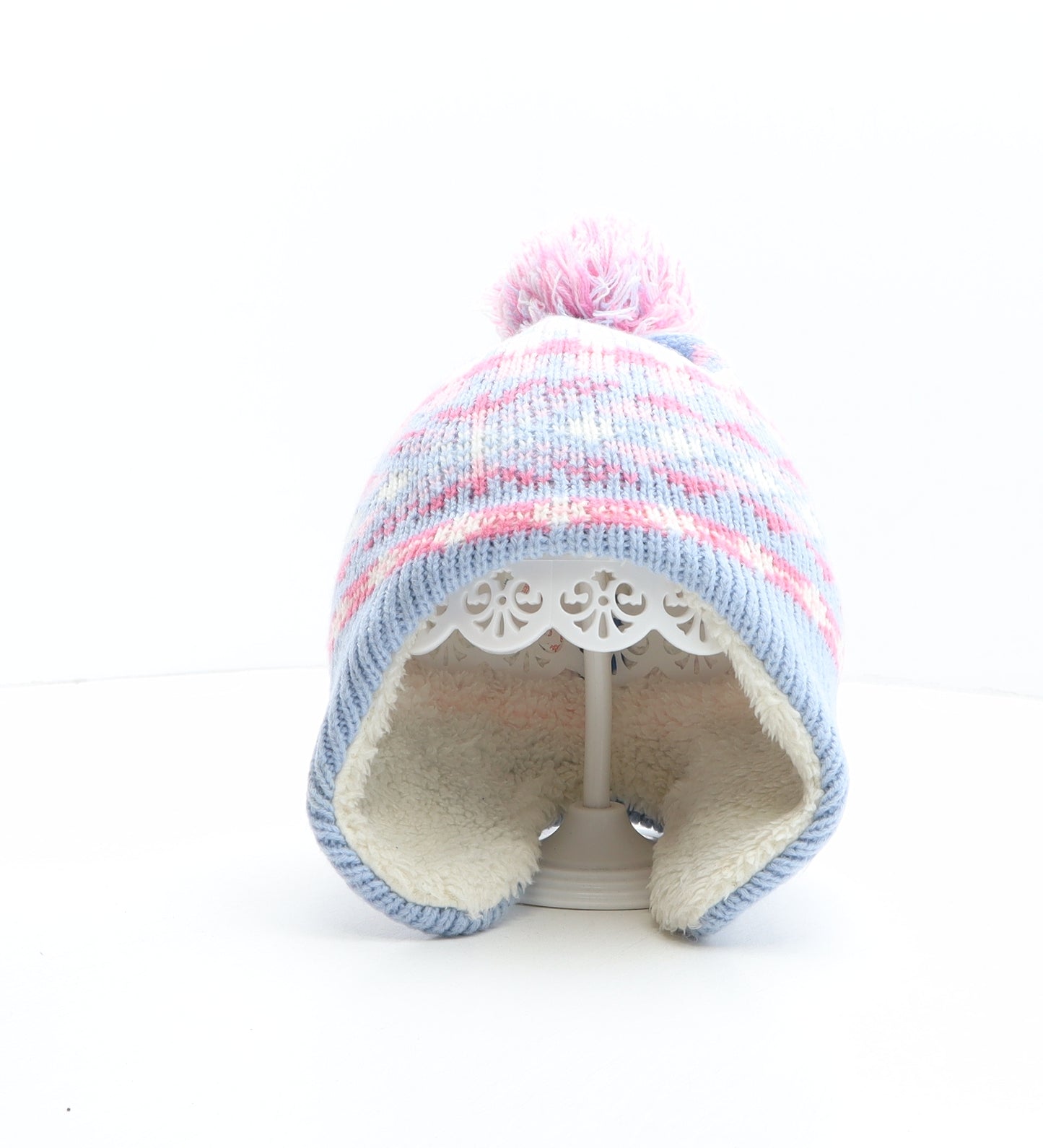 Primark Girls Multicoloured Fair Isle Acrylic Bobble Hat One Size - Frozen, Elsa, Disney Size 2-6 years