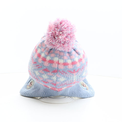 Primark Girls Multicoloured Fair Isle Acrylic Bobble Hat One Size - Frozen, Elsa, Disney Size 2-6 years