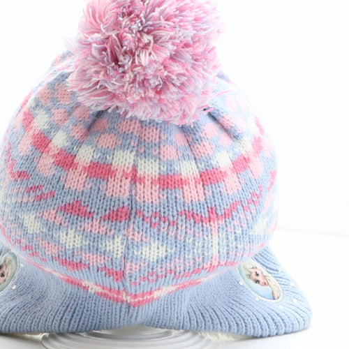 Primark Girls Multicoloured Fair Isle Acrylic Bobble Hat One Size - Frozen, Elsa, Disney Size 2-6 years